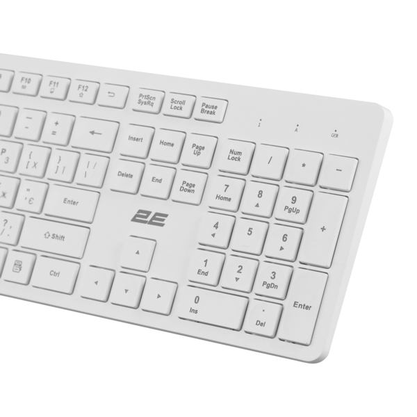 კლავიატურა 2E 2E-KS260WWH_UA, Wireless, USB, Keyboard, White