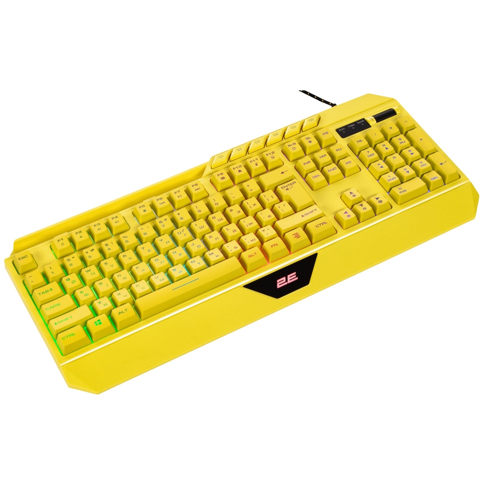 კლავიატურა 2E 2E-KG315UYW, Wired, RGB, USB, Gaming Keyboard, Yellow
