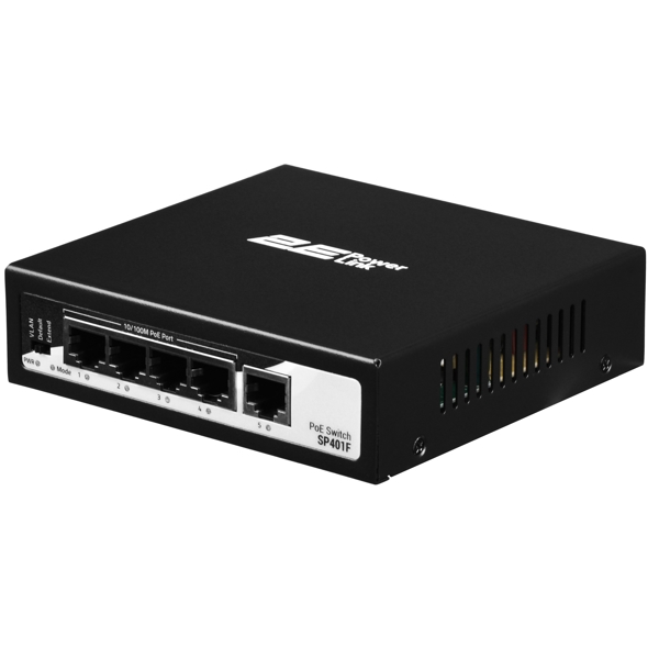 2E 2E-SP401F-2 PowerLink, 5-Port, PoE+Switch, Black