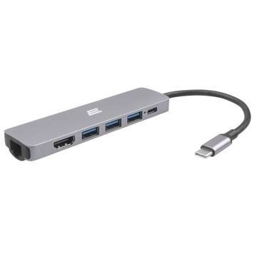 USB-C ჰაბი 2E 2EW-2684, HDMI, RJ-45, USB-A, USB-C, Hub, Gray