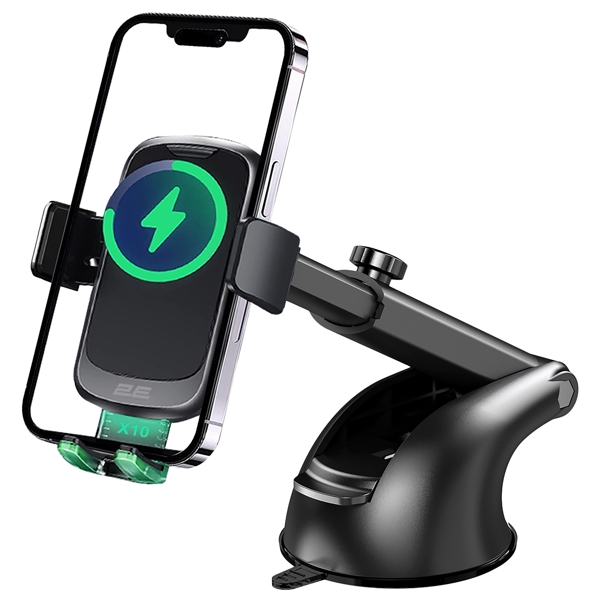 მობილურის დამჭერი 2E 2E-WCQ01-10, Wireless Charger Phone Holder, Black