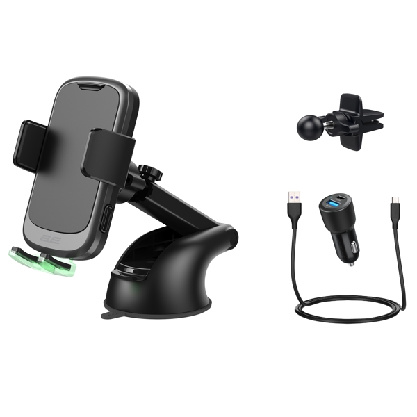 მობილურის დამჭერი 2E 2E-WCQ01-10, Wireless Charger Phone Holder, Black