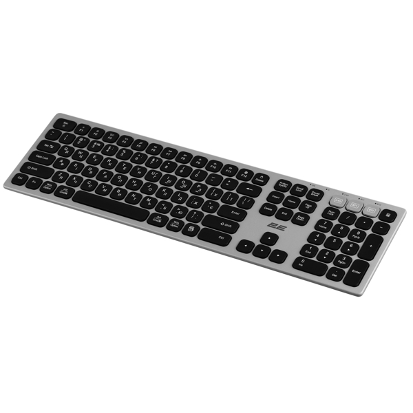 კლავიატურა 2E 2E-KS270WBGR Scissor, Wireless, USB, Bluetooth, Keyboard, Grey/Black