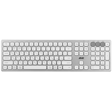 კლავიატურა 2E 2E-KS270WBWH Scissor, Wireless, USB, Bluetooth, Keyboard, White/Silver