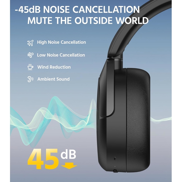 ყურსასმენი Edifier W830NB, Active Noise Cancelling Headphones, Wireless, Bluetooth, Black