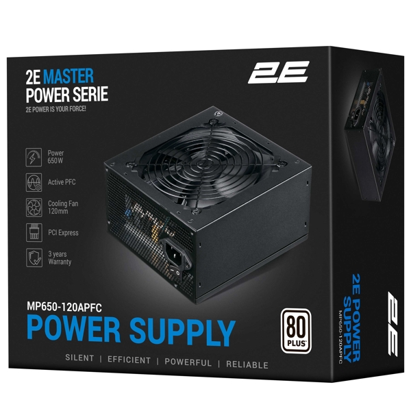 2E 2E-MP650-120APFC MASTER, 650W, 80 Plus, Power Supply, Black