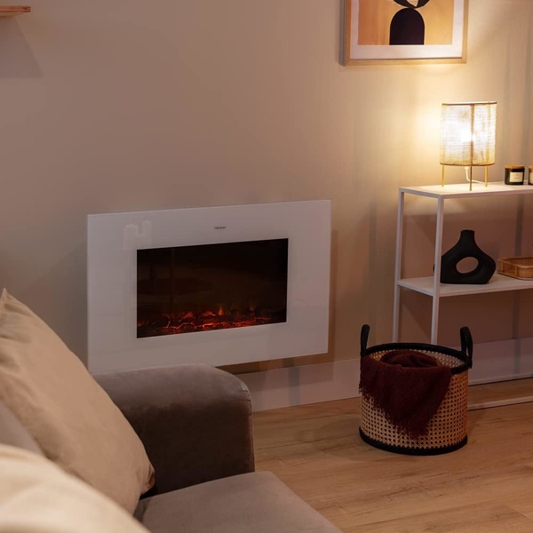 Electric Fireplace Cecotec 05829 ReadyWarm 3590 Flames Connected, 2000W, 30m², White