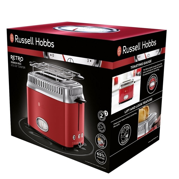 ტოსტერი Russell Hobbs 21680-56/RH Retro, 1100W, Toaster, Red