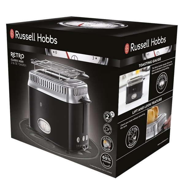 ტოსტერი Russell Hobbs 21681-56/RH Retro, 1300W, Toaster, Black