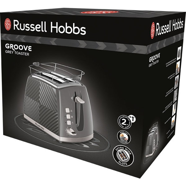 ტოსტერი Russell Hobbs 26392-56/RH Groove, 850W, Toaster, Gray