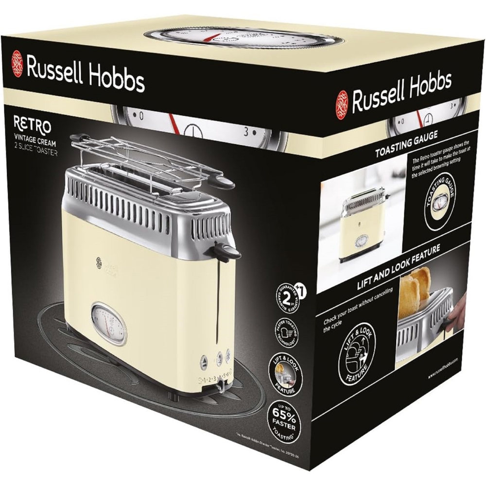 ტოსტერი Russell Hobbs 21682-56 Retro, 1300W, Toaster, Beige