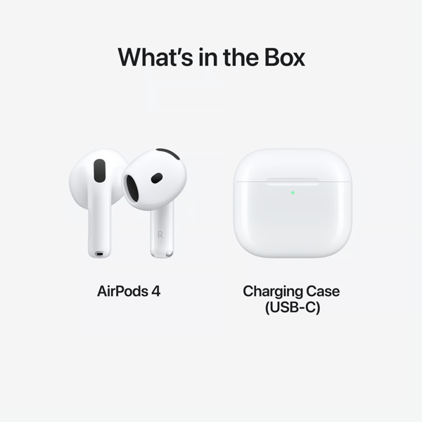 ყურსასმენი Apple MXP63ZE/A AirPods 4 W/O A.N.C, Earbuds, Wireless, Bluetooth, lP54, White