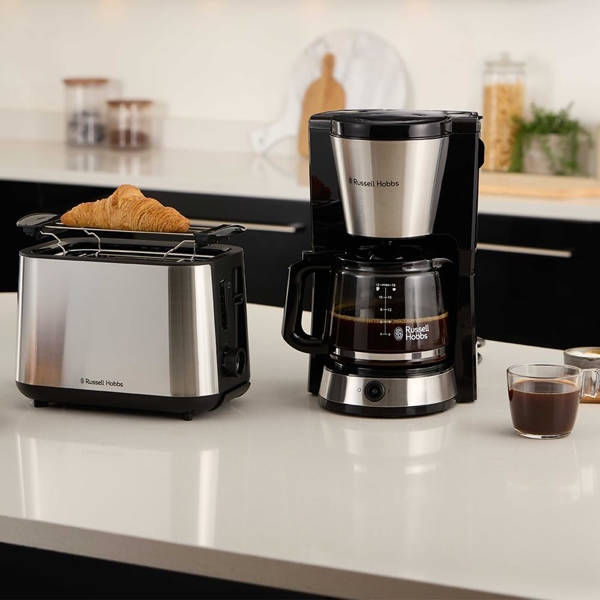 ყავის აპარატი Russell Hobbs 27400-56/RH Heaton, 1000W, 1.25L, Coffe Machine, Black/Silver