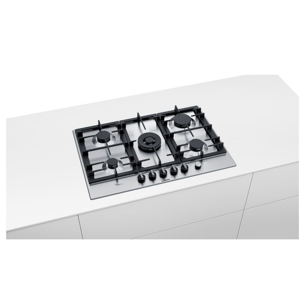 ჩასაშენებელი გაზის ქურის ზედაპირი Bosch PCQ7A5M90, Built-in Gas Cooktop, Silver