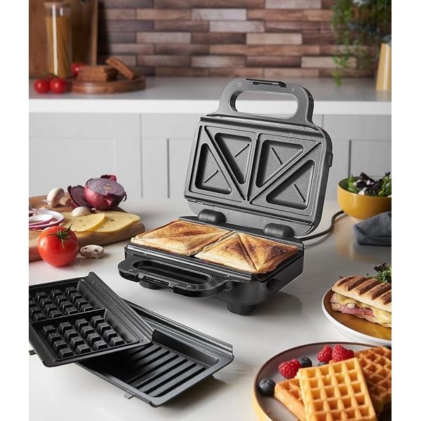 სენდვიჩის აპარატი Russell Hobbs 26810-56/RH Creations 3 in 1, 750W, Sandwich Maker, Black/Silver