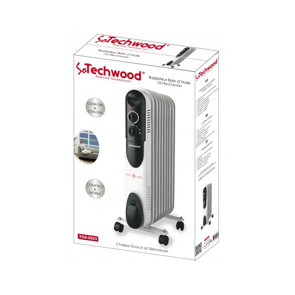 ზეთის რადიატორი Techwood TCG-2023, 2000W, 18m², Oil Radiator, White