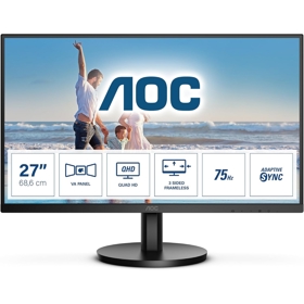 მონიტორი AOC Q27B3MA, 27", Monitor, QHD, VA, HDMI, DP, 3.5mm, Black