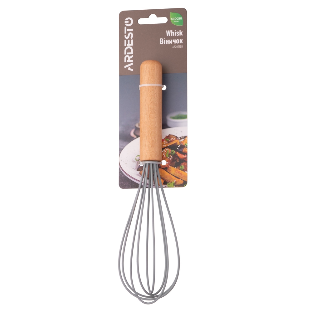 Whisk Ardesto AR3021GB Midori, 23.6cm, Wood/gray
