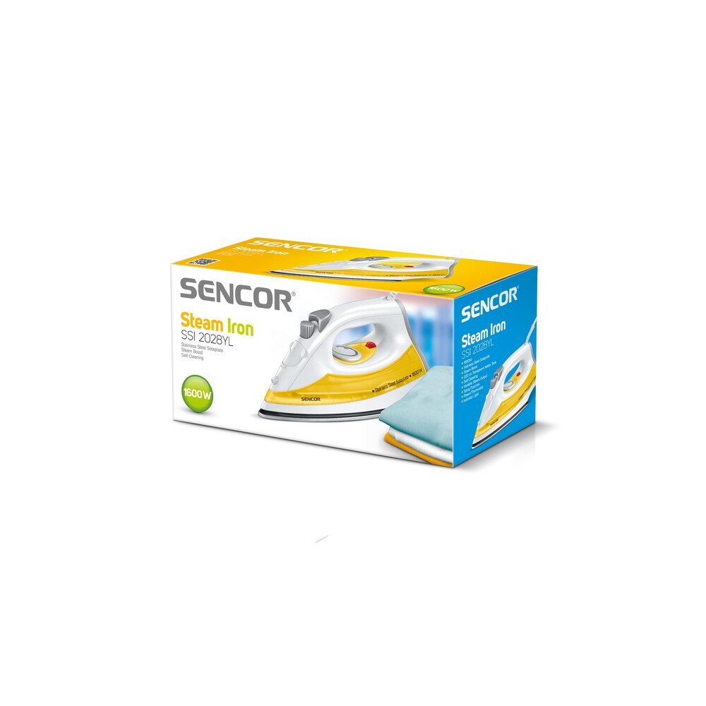 Steam Iron Sencor SSI 2028YL, 1600W, 200ML, White/Orange