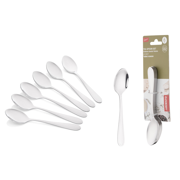 Teaspoons Set Ardesto AR1906VT Venice, 6pcs, Silver