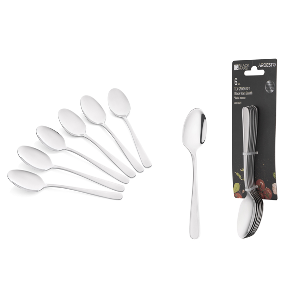 Ardesto Teaspoons set Black Mars Zenith , 6pcs, stainless steel