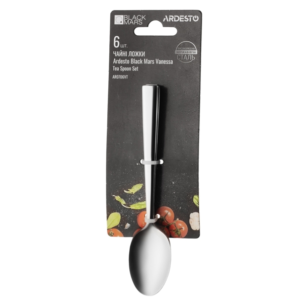 კოვზების ნაკრები Ardesto AR0706VT Black Mars Vanessa, 6pcs, Teaspoons set, Silver