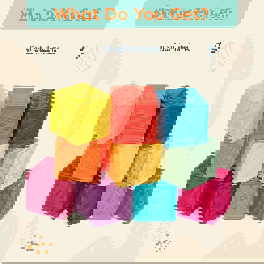 განსავითარებელი კუბები Btoys BX1481Z One Two Squeeze, Soft Blocks