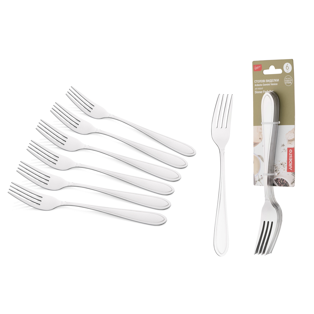Table forks set Ardesto AR1906VF Gemini Venice, 6pcs, Silver