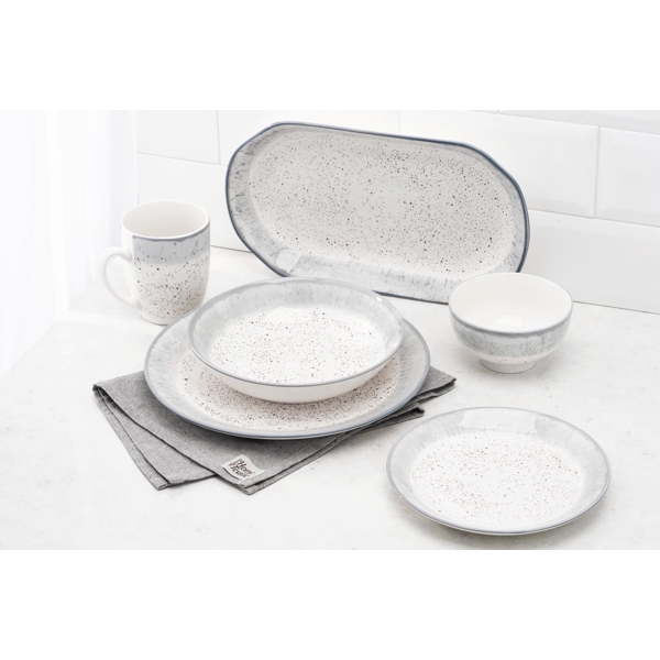 Plate Ardesto AR2925SW Siena, 32х18cm, White/Gray