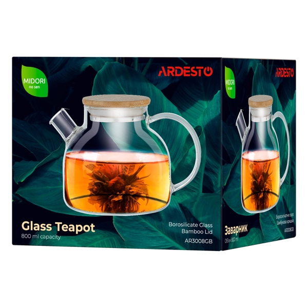 ჩაიდანი Ardesto AR3008GB Midori, 800ml, Teapot, Transparent