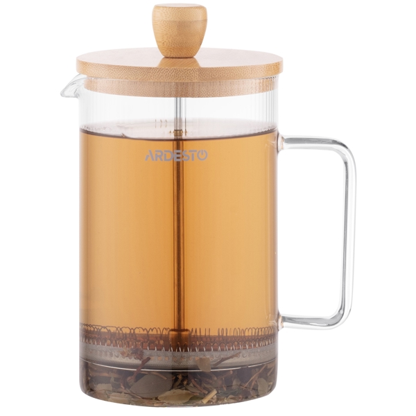 ჩაიდანი Ardesto AR1009WL Midori, 800ml, French Press, Transparent