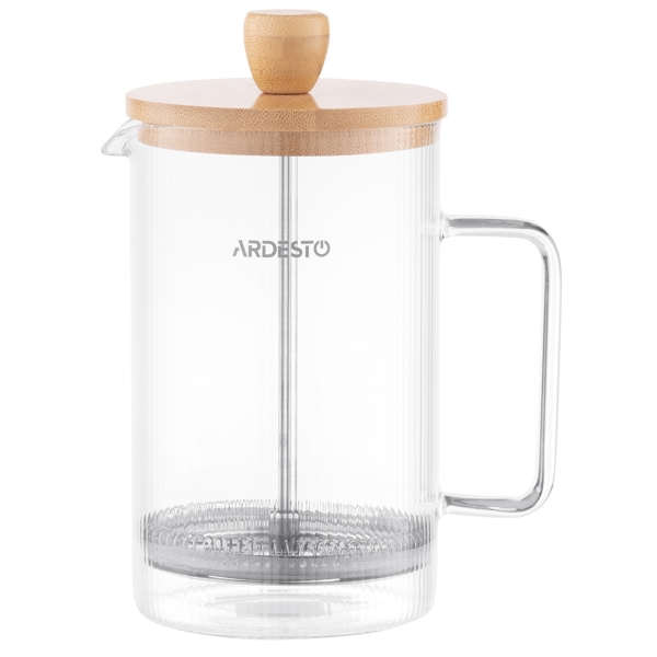 ჩაიდანი Ardesto AR1009WL Midori, 800ml, French Press, Transparent