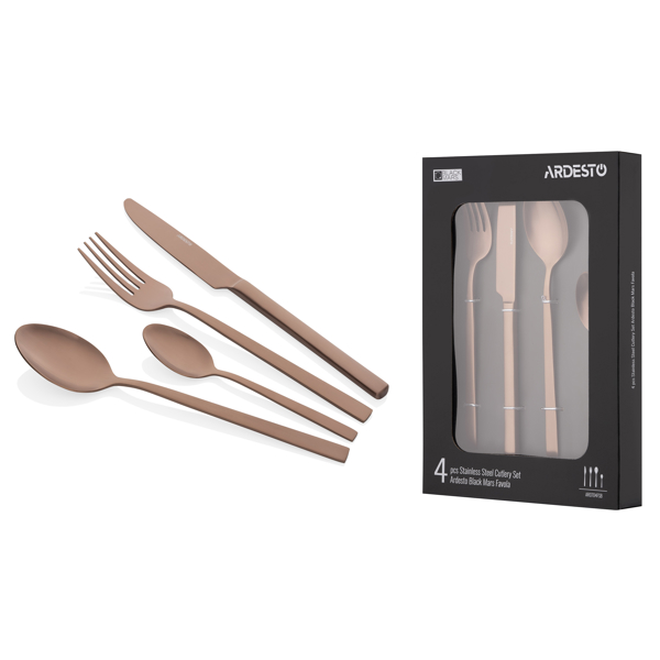 Cutlery set Ardesto AR0704FSC Black Mars Favola, 4pcs, Copper