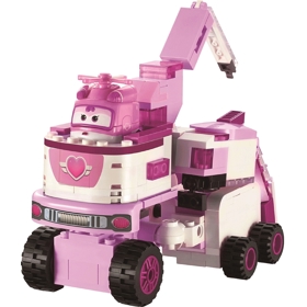 სათამაშო ტრანსფორმერი Super Wings EU385006, Buildable Transforming Vehicle - Dizzy, Pink