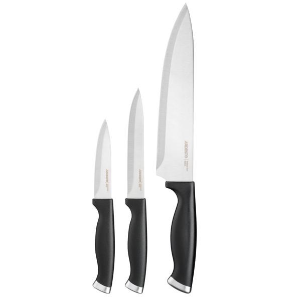 Knives Set Ardesto AR2103BL Gemini Gourmet, 3pcs, Black/Silver