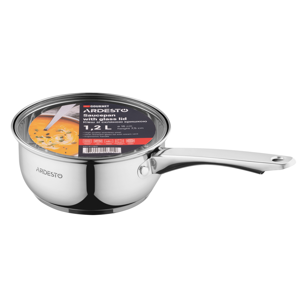 ქვაბი Ardesto AR1912BS Gemini Gourmet Aosta, 1.2l, 16cm, Silver