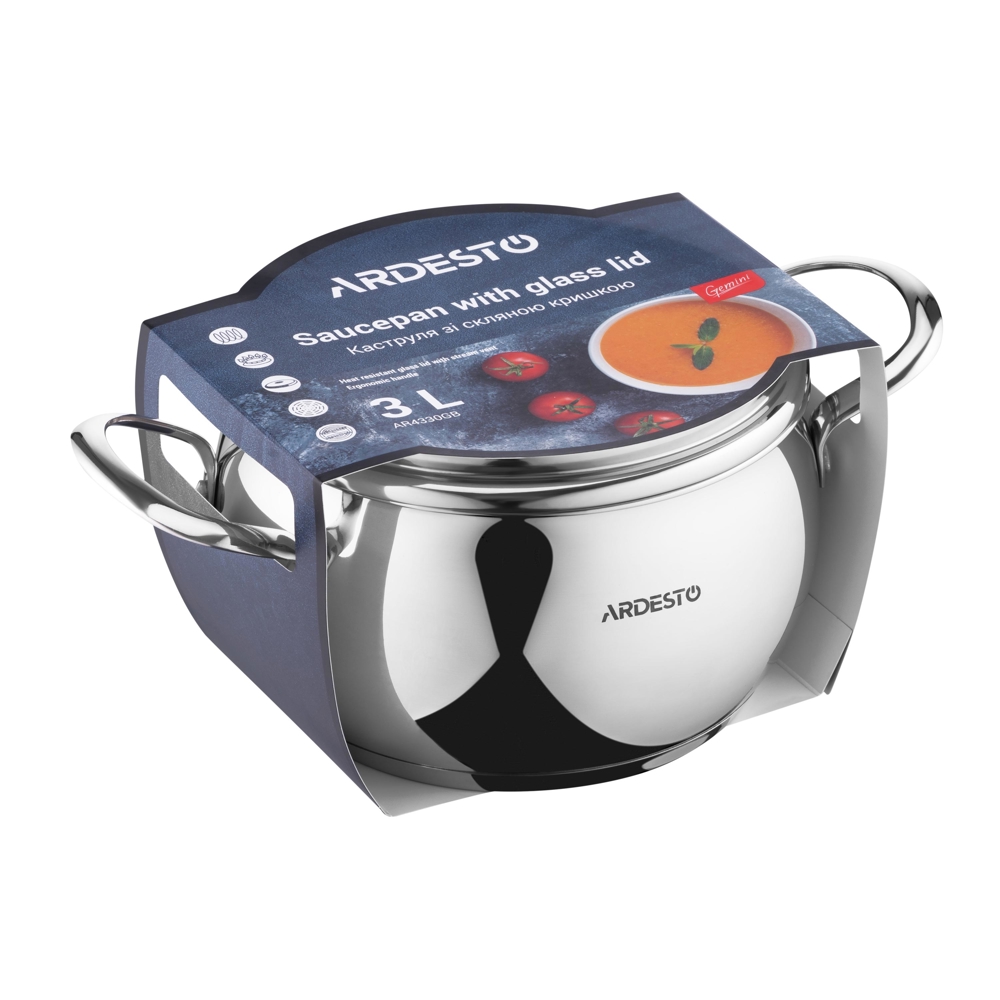 Casserole Ardesto AR4330GB Gemini Liguria, 3l, 18cm, Stainless steel