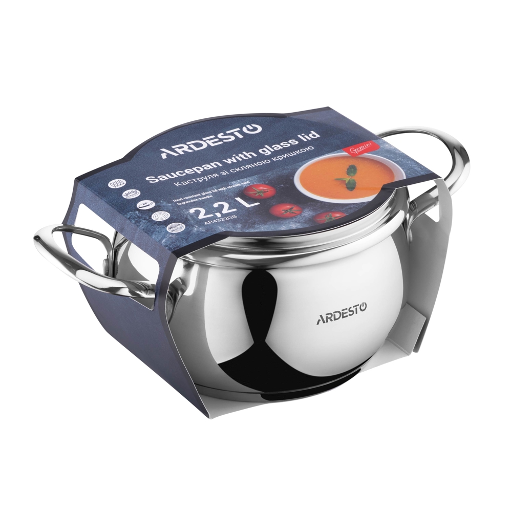 Casserole Ardesto AR4322GB Gemini Liguria, 2.2l, 16cm, Stainless steel