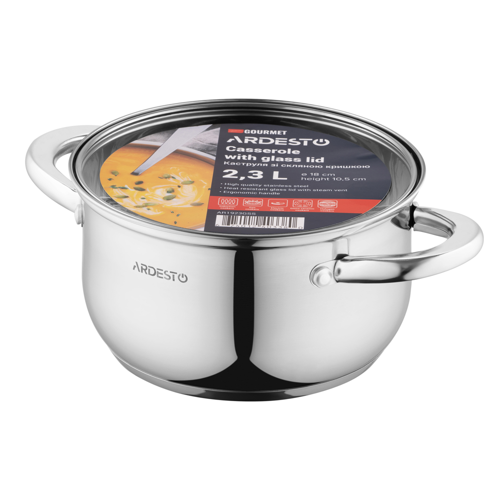 Casserole Ardesto AR1923GSS Gemini Gourmet Spoleto, 2.3l, 18Cm, Stainless steel