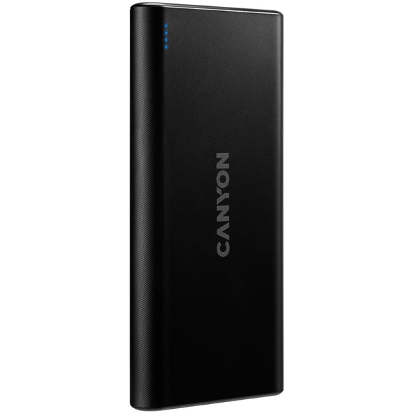 პორტატული დამტენი Canyon CNE-CPB1006B PB-106, 10000mAh, Micro USB, USB type-C, Power Bank, Black