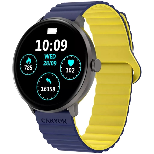 Smart Watch Canyon CNS-SW69BL Jacky SW-69, 1.3", Waterproof, Bluetooth, Blue/Yellow