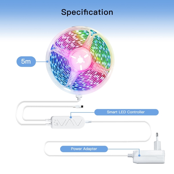 Smart LED Light Strip Moes WLS-TD-RGB-EU-PM5M-MS, 5m, Wi-Fi, Multicolor