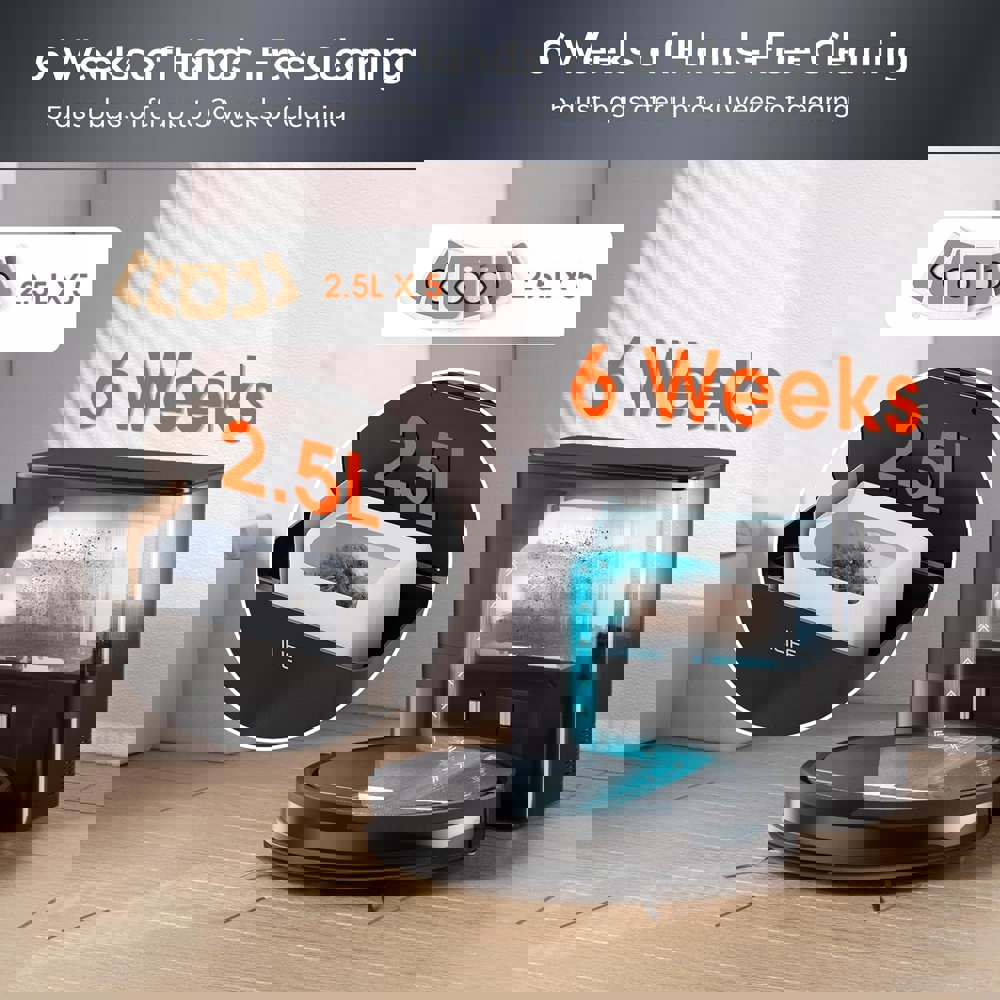 რობოტი მტვერსასრუტი მშრალი და სველი წმენდით Ilife V9 Pro, 3000Pa, Gyroscope Navigation, Self-Empty Robotic Vacuum Cleaner With APP Control, Black