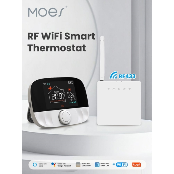 Smart Thermostat Moes WRHT-T9-GAC-EN, USB-C, White