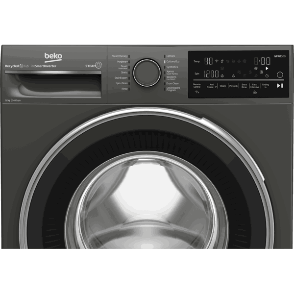 Washing Machine Beko B3WFU51240MCI bPRO 500, 12Kg, A, 1400Rpm, Grey