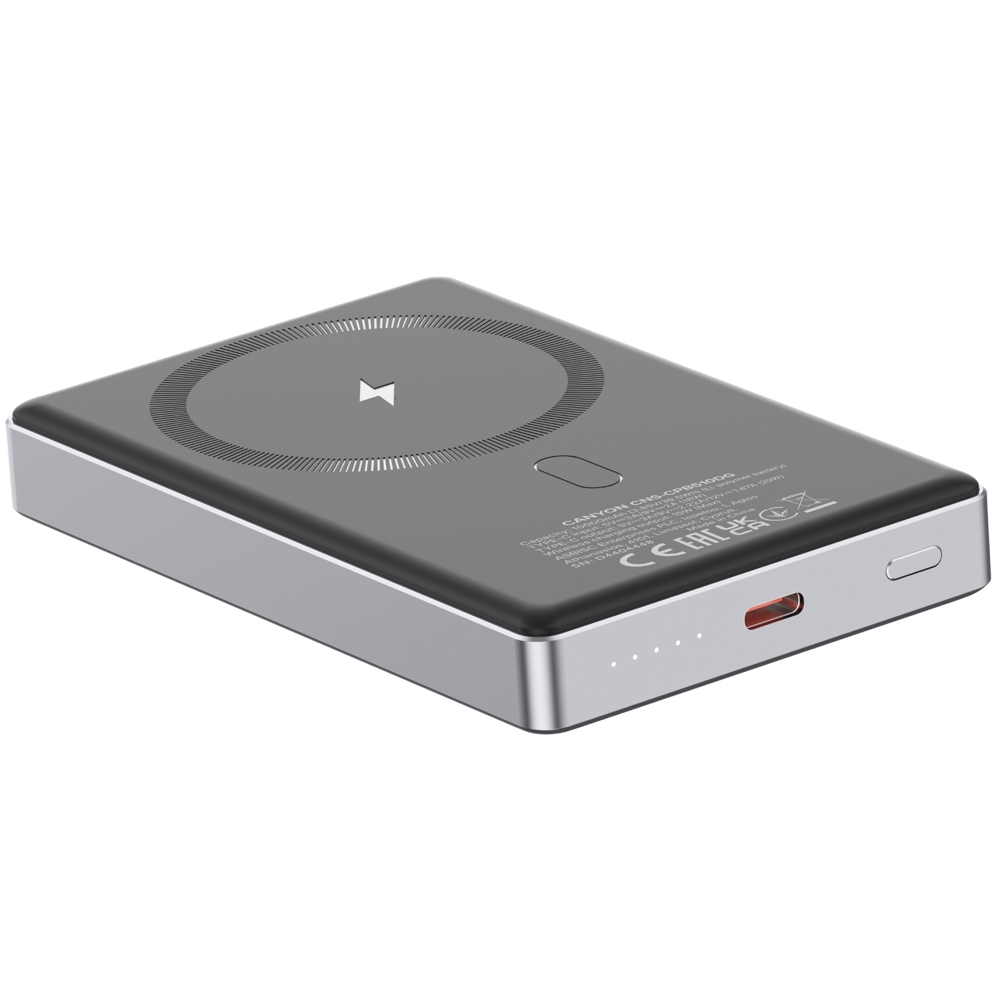 პორტატული დამტენი Canyon CNS-CPB510DG, 10000mAh, Type-C, Power Bank, Grey
