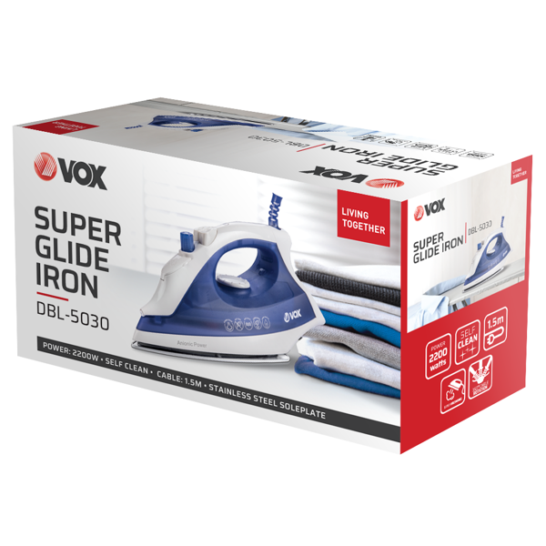 Steam Iron VOX DBL 5030, 1800W, 260Ml, White/Blue