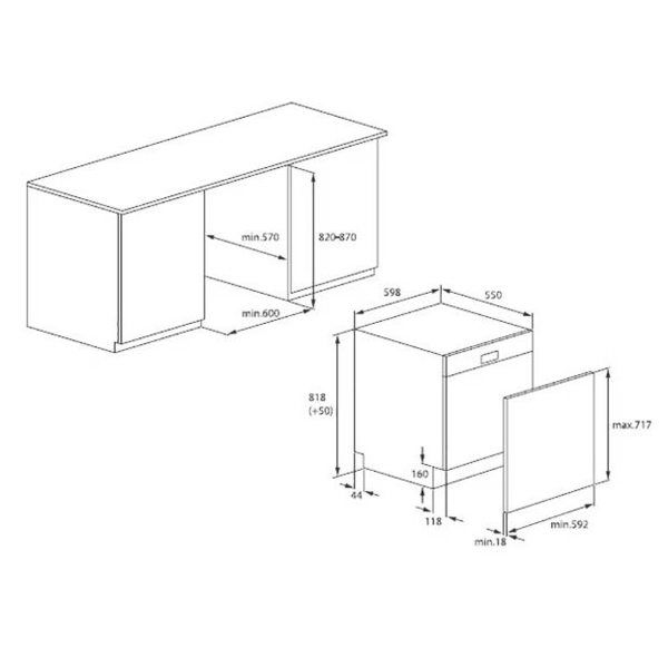 ჩასაშენებელი ჭურჭლის სარეცხი მანქანა Grundig GNVP4551, A, 44Dba, Built-in Dishwasher, White