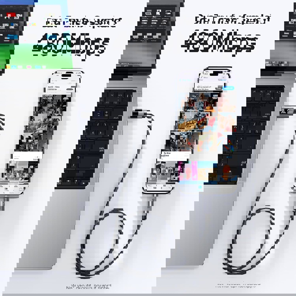 USB კაბელი UGREEN Uno L509 (35501), 100W, Type-C to Type-C Cable, 1M, Black/Grey