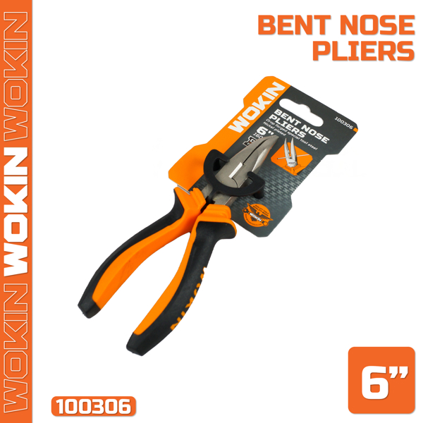 Bent Nose Pliers Wokin 100306, 160MM, 6", Black/Orange